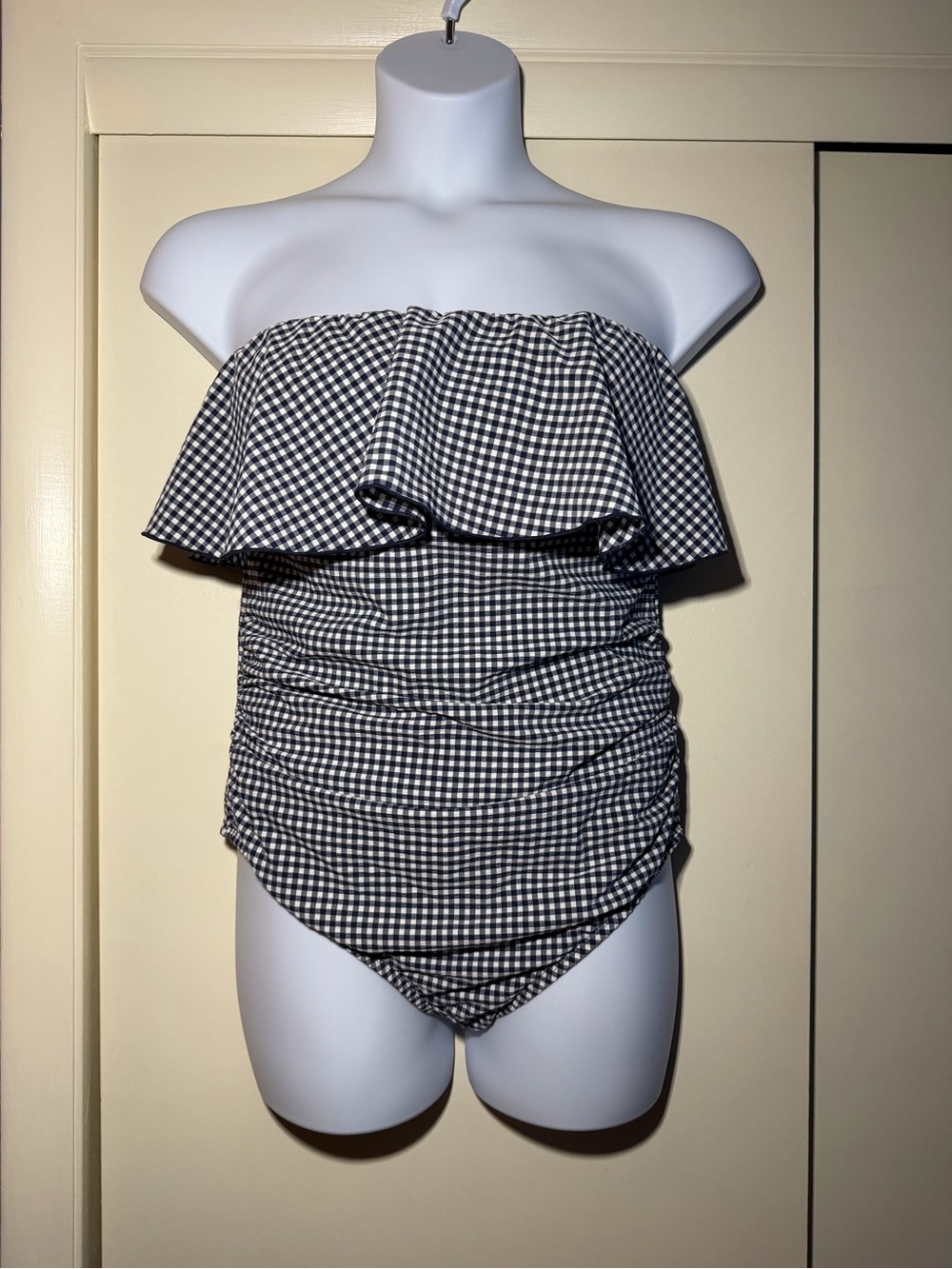 Navy & White Gingham One-Piece Swimsuit for women size 14W